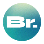 Logo circulaire Br.creative avec fond bleu vert dégradé